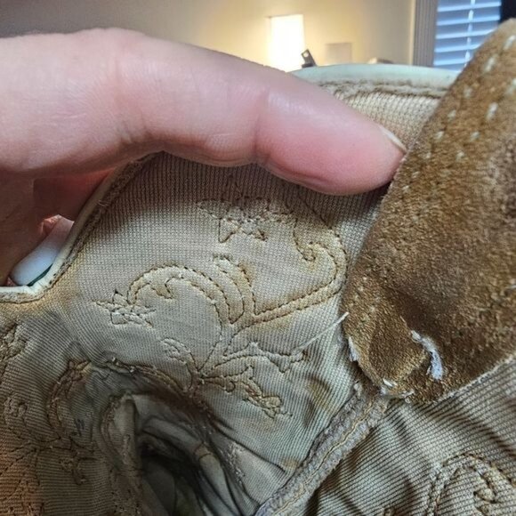 Wolverine Tan Suede Embroidered Heeled Boots Sz 7.5 Coastal Cowgirl Almond Toe - Picture 13 of 14